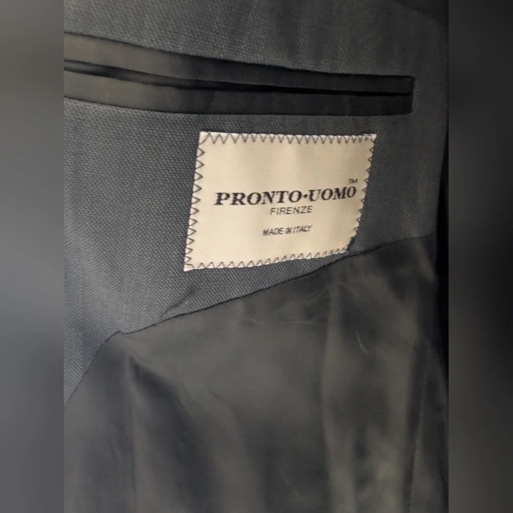 Pronto Uomo Mens Sz 44 LN Gray Green Wool 4 Button Blazer Suit Jacket Coat